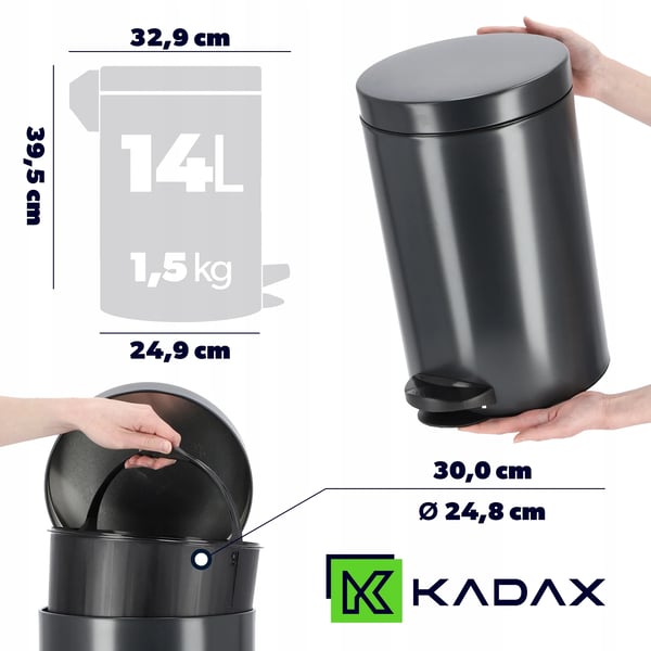 Affaldsspand/Skraldespand - Pedalspand - 14 l - Med Fodpedal