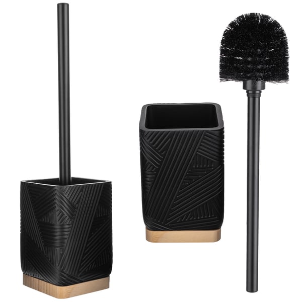 Toiletbørste/WC-børste - Sæt med holder - Firkantet beholder - Fritstående - Lukket skål - Moderne design