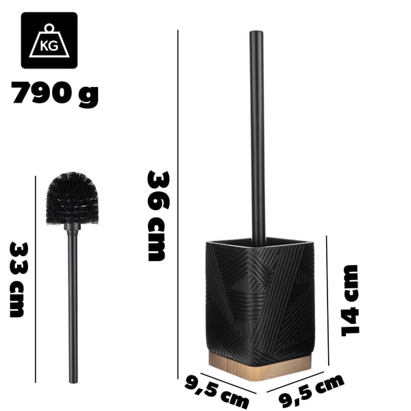 Toiletbørste/WC-børste - Sæt med holder - Firkantet beholder - Fritstående - Lukket skål - Moderne design