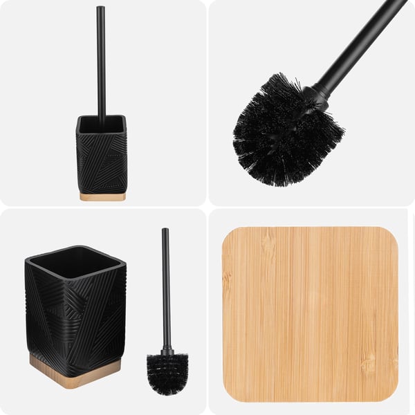 Toiletbørste/WC-børste - Sæt med holder - Firkantet beholder - Fritstående - Lukket skål - Moderne design
