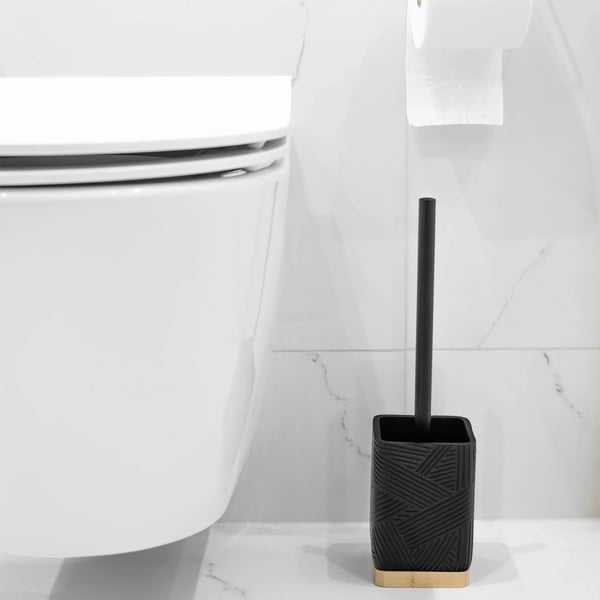 Toiletbørste/WC-børste - Sæt med holder - Firkantet beholder - Fritstående - Lukket skål - Moderne design