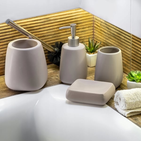 Badeværelsesbæger til tandbørster - Keramisk tandbørstekop/krus - Beige