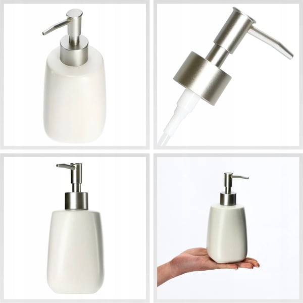 Sæbedispenser - Keramisk pumpeflaske - 400 ml - Til flydende sæbe/gel - Genopfyldelig - Til badeværelse/køkken