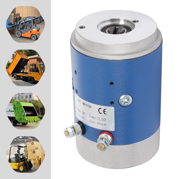 24V DC-motor - Hydraulikpumpemotor/gaffeltruck - 2,2 kW - 2700 rpm - Høj effekt - Blå