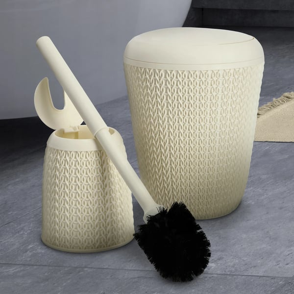 Toiletbørste - WC-børste med holder - Sæt til badeværelse - Beige
