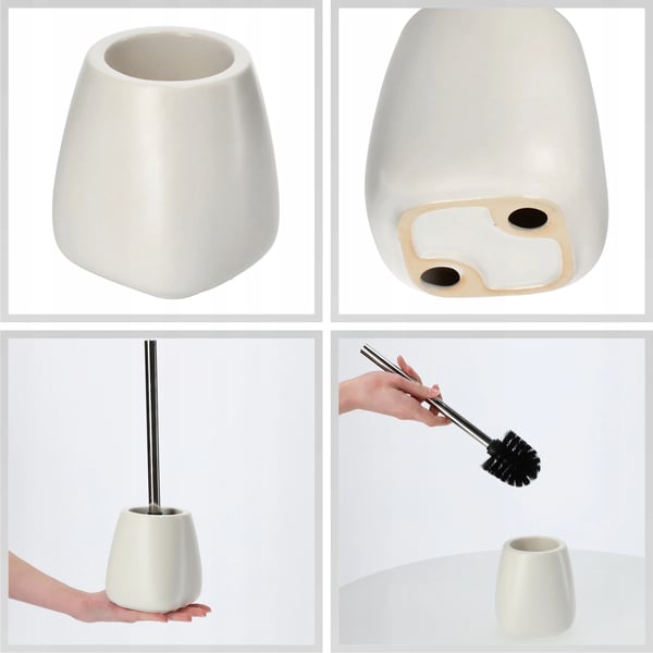 Toiletbørste / WC-børste - Med keramisk holder - Til badeværelset - Beige