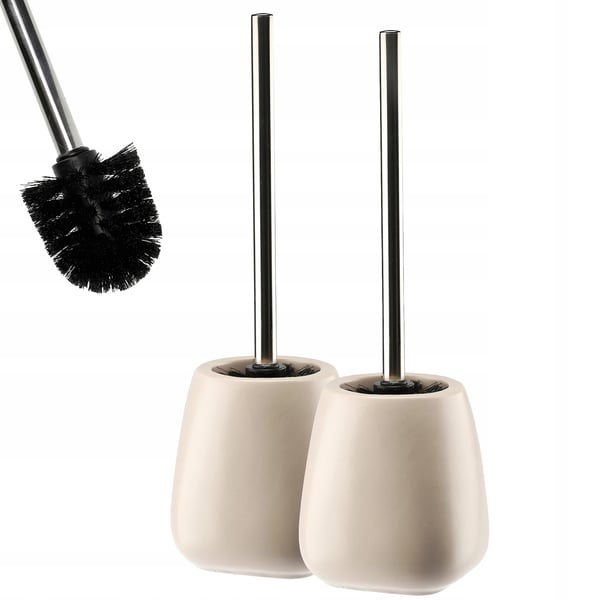 Toiletbørster / WC-børster - Sæt med keramisk holder - 2-pak - Beige