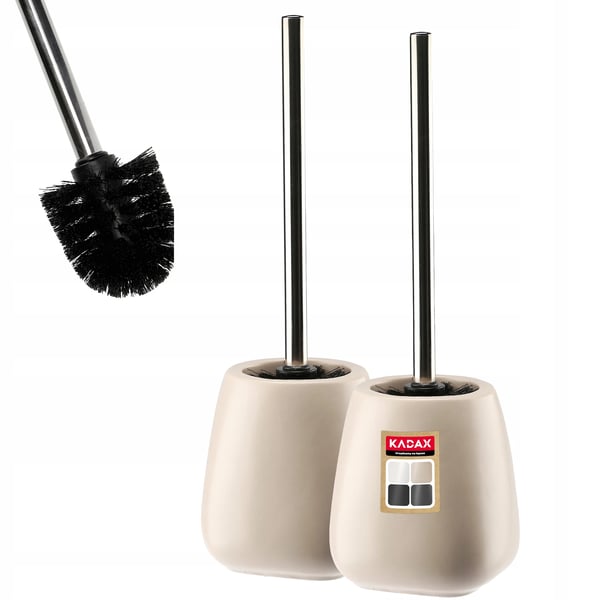 Toiletbørster / WC-børster - Sæt med keramisk holder - 2-pak - Beige