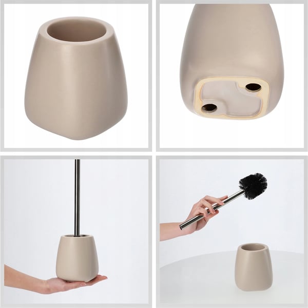 Toiletbørster / WC-børster - Sæt med keramisk holder - 2-pak - Beige