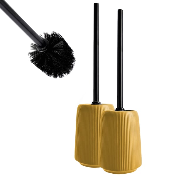 Toiletbørste WC-børste - Sæt 2 stk - Rund - Fritstående holder - Orange