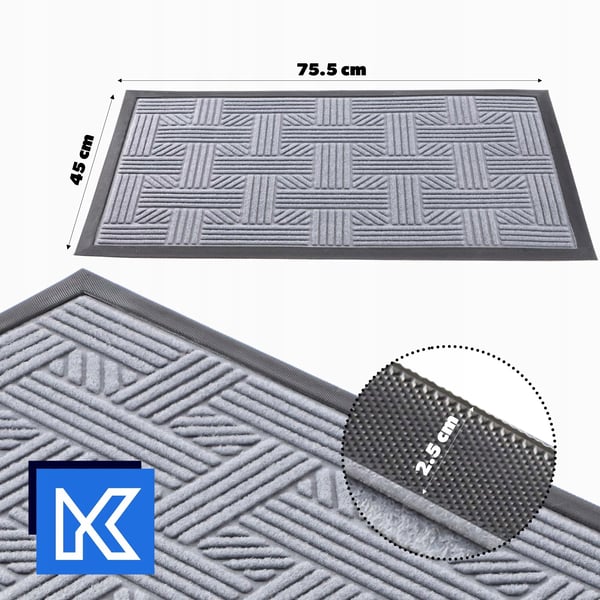 Dørmåtte - Entrémåtte - PVC - 75 x 45 cm - Maskinfremstillet - Ensfarvet - Håndvask