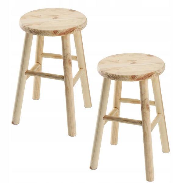 Träpall 2-pack - Köksstol/Pall - Höjd 46 cm - Massivt trä - Stabil konstruktion - Montering krävs