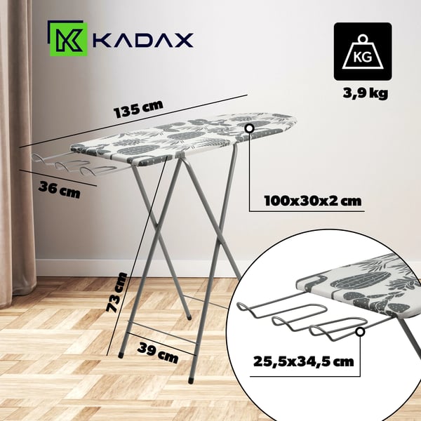 Strygebræt - Sammenklappeligt - 100 x 30 cm - Let - Med strygejernsholder - Standard
