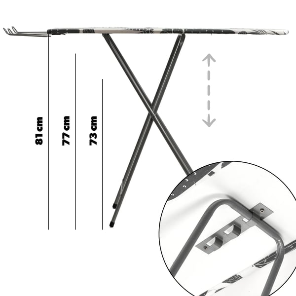 Strygebræt - Sammenklappeligt - 100 x 30 cm - Let - Med strygejernsholder - Standard