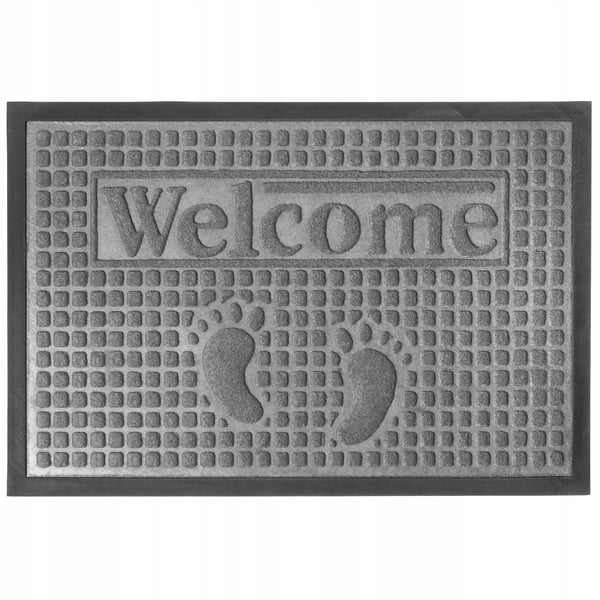 Dörrmatta - Entrématta Skrapmatta - PVC - 60x40 cm - Handtvätt - Enfärgad - Maskintillverkad - Grå