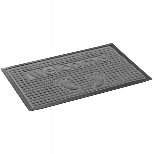 Dørmåtte - Entrémåtte Skoskrabemåtte - PVC - 60x40 cm - Håndvask - Ensfarvet - Maskinfremstillet - Grå