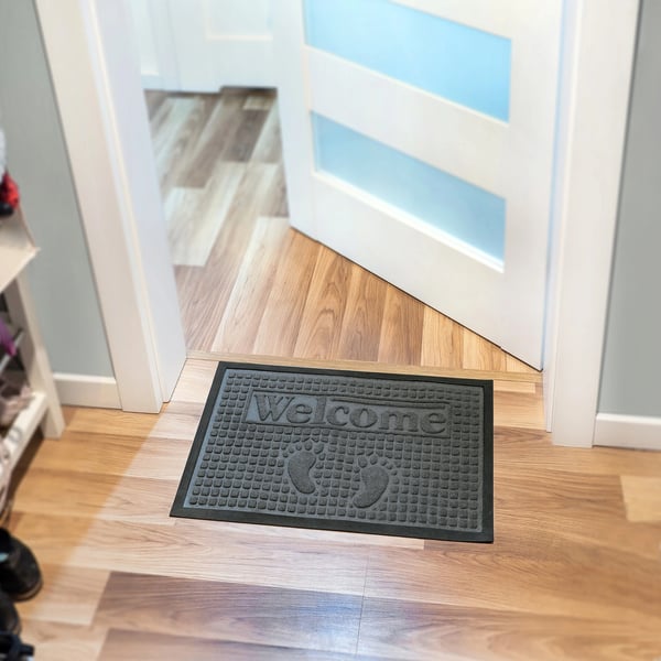 Dørmåtte - Entrémåtte Skoskrabemåtte - PVC - 60x40 cm - Håndvask - Ensfarvet - Maskinfremstillet - Grå