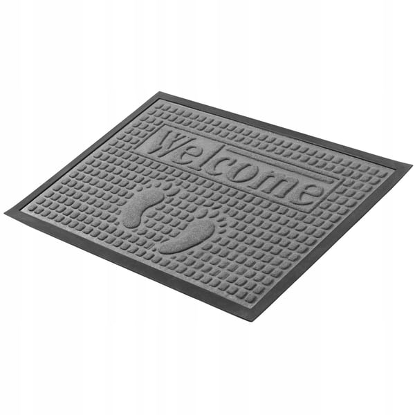 Dørmåtte - Entrémåtte Skoskrabemåtte - PVC - 60x40 cm - Håndvask - Ensfarvet - Maskinfremstillet - Grå