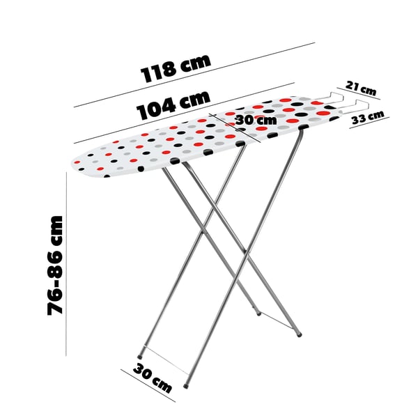 Strygebræt - Sammenklappeligt - 104x30 cm - Med strygejernsholder - Let og kompakt - Pladsbesparende