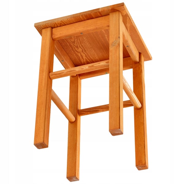 Køkkenskammel/taburet i træ - Skammel 43,5 cm - Massivt elletræ - Samling påkrævet - Orange