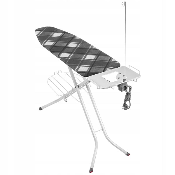 Strykbord Strykbräda - 120 x 38 cm - Bred yta - Hopfällbart - Strykjärnshållare - Avlastningshylla