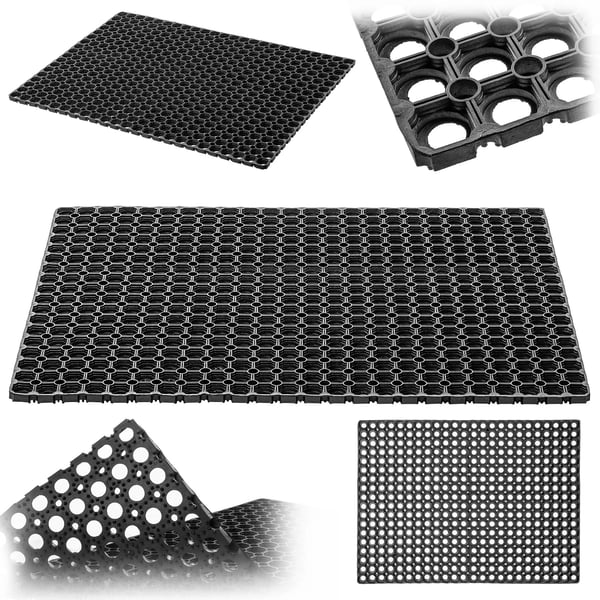 Entrémåtte - Udendørs dørmåtte - PVC - Skrabefunktion - Håndvask - 50×80 cm - Maskinfremstillet