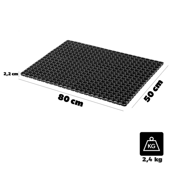 Entrémåtte - Udendørs dørmåtte - PVC - Skrabefunktion - Håndvask - 50×80 cm - Maskinfremstillet