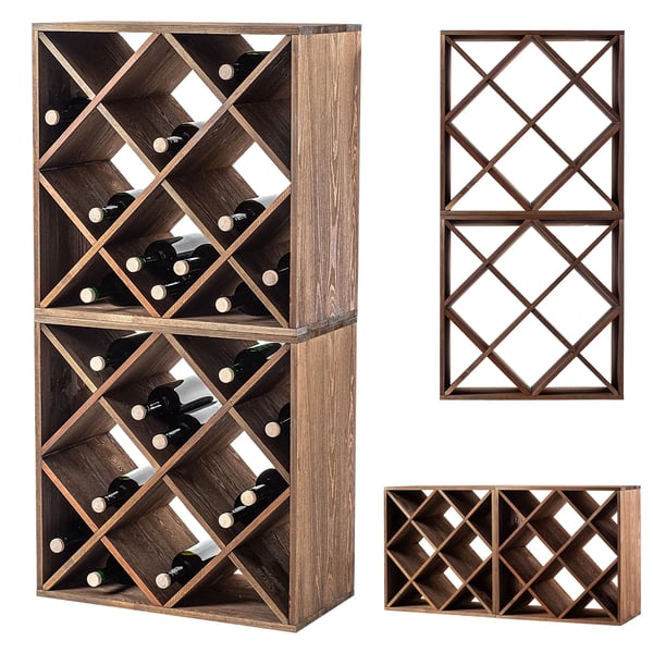 Vinreol - Vinstativ gitter - Træ - Mørk bronze - 2-pak
