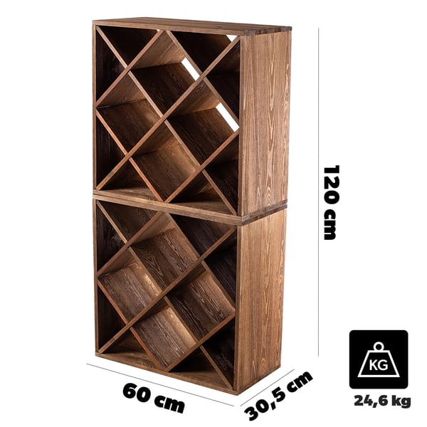 Vinreol - Vinstativ gitter - Træ - Mørk bronze - 2-pak