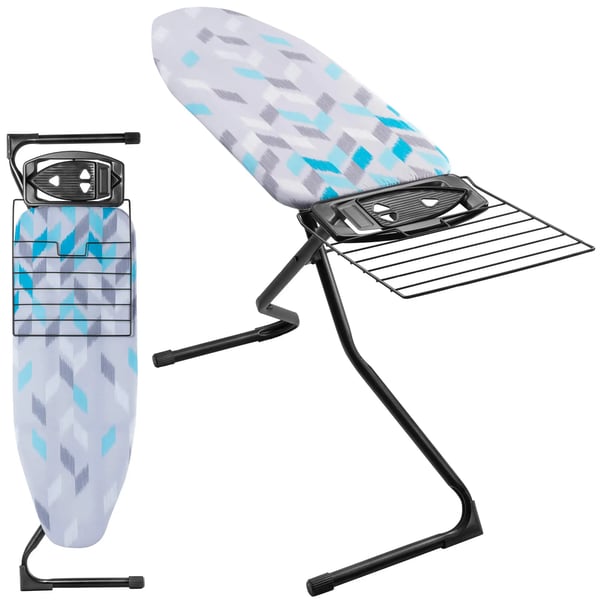 Strygebræt - 120 x 42 cm - Sammenklappeligt - Bærehåndtag - Bred strygeflade - Strygejernsholder - Foldbar hylde