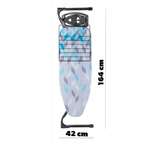 Strygebræt - 120 x 42 cm - Sammenklappeligt - Bærehåndtag - Bred strygeflade - Strygejernsholder - Foldbar hylde