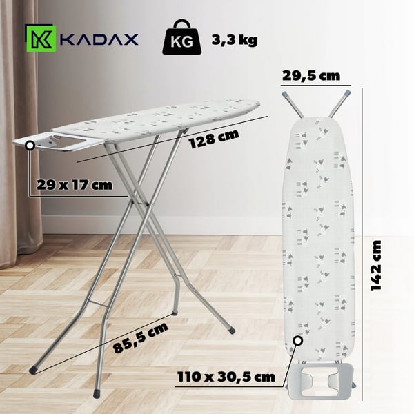 Strygebræt - Sammenklappeligt - 110×30 cm - Med strygejernsholder - Kompakt - Stabil