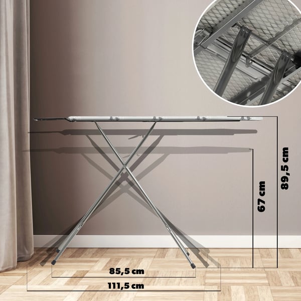 Strygebræt - Sammenklappeligt - 110×30 cm - Med strygejernsholder - Kompakt - Stabil