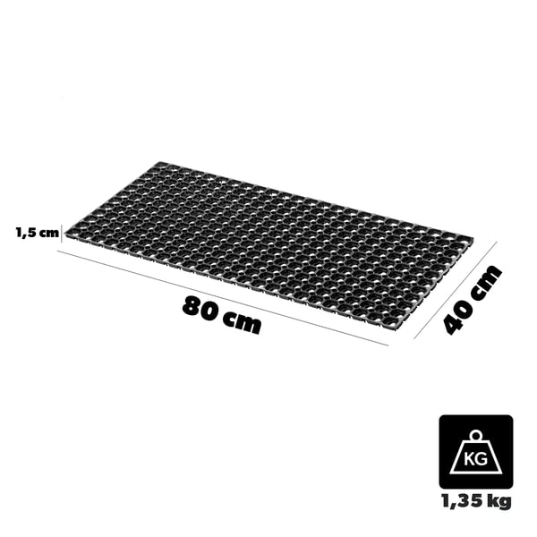 Dørmåtte/Entrémåtte - Udendørs/Entré - PVC - 40 x 80 cm - Maskinfremstillet - Ensfarvet - Håndvask