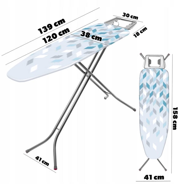 Strygebræt - Sammenklappeligt - 120×38 cm stor overflade - Med strygejernsholder - Pladsbesparende