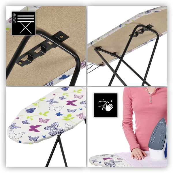 Strygebræt/Strygebord - Sammenklappeligt - 100 x 30 cm - Let - Med strygejernsholder - Standard