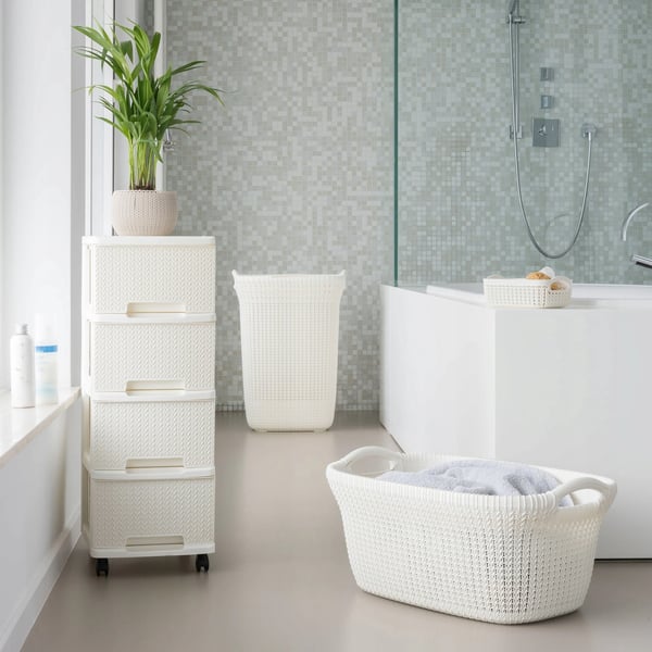 Vasketøjskurv - Polypropylen - 40 L - Creme