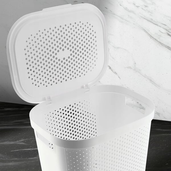 Tvättkorg - Tvättsamlare - 60 l - Polypropen (PP) - Vit