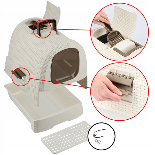 Kattebakke - Kattetoilet med filter - Med skovl - Plastik