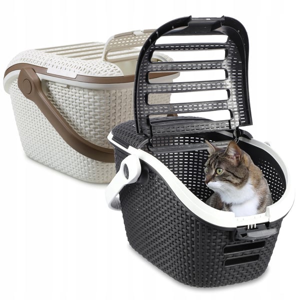 Transportkasse til kæledyr - Kat & hund transportboks - Plast - Knap-lukning