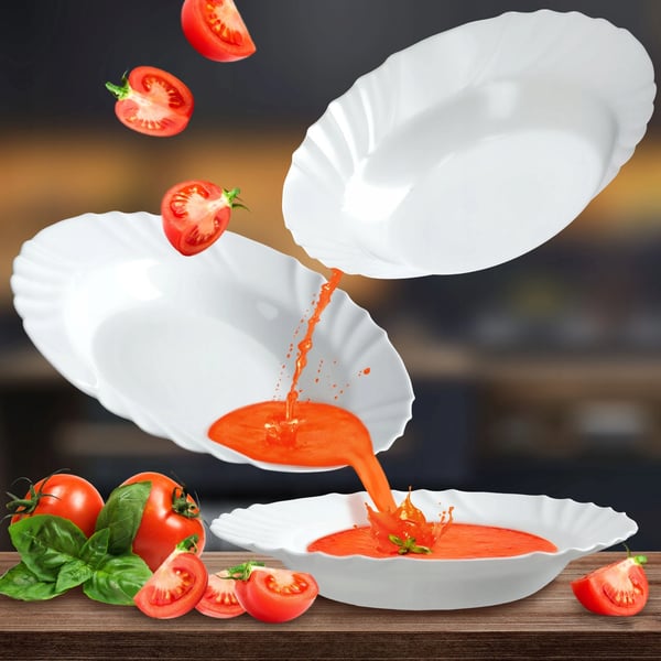 Suppe-tallerken - Dyb tallerken - Ø 23 cm - Glas - Rund - 1 stk - FCM-certificeret - Hvid