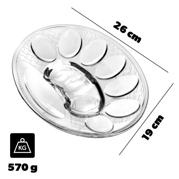 Æggefad - Serveringsfad i glas - Rund - Til 10 æg - Ø 22 cm - Påskeservering