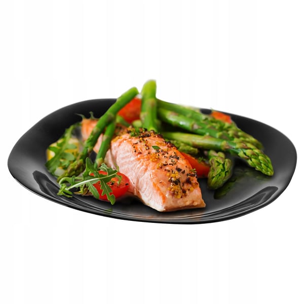 Tallerken - Spisetallerken/Frokosttallerken - 28 cm - Rund - Glas - Flad - Flisemønster - Sort