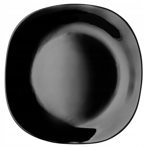 Tallerken - Spisetallerken/Frokosttallerken - 28 cm - Rund - Glas - Flad - Flisemønster - Sort