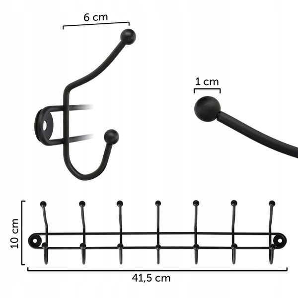 Klädkrokar - Väggkrokar - 2-pack - Loftstil - Svart