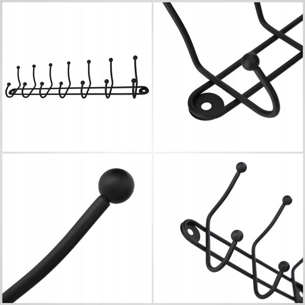 Klädkrokar - Väggkrokar - 2-pack - Loftstil - Svart
