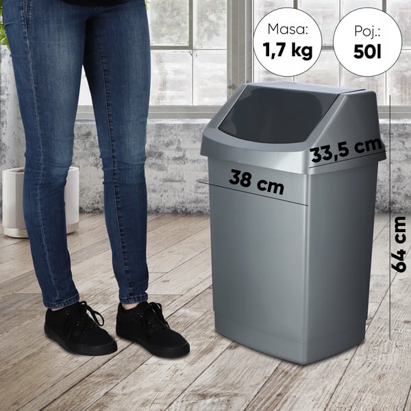 Skraldespand - Affaldsbeholder - Kapacitet 50 l - Grafitgrå