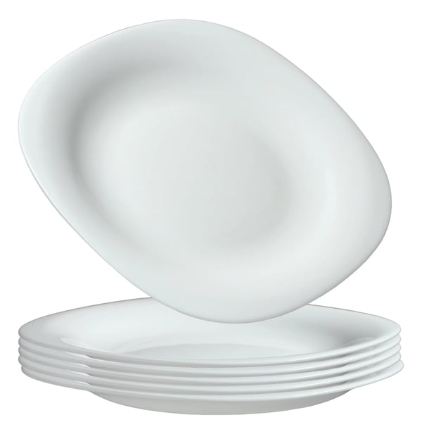 Dessert- og kagetallerkener - Sæt 6 stk - 21 cm - Rund - Glas - Hvid