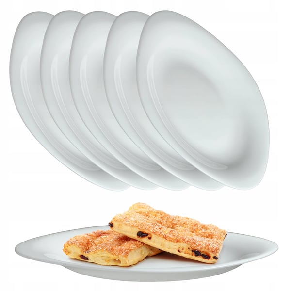 Dessert- og kagetallerkener - Sæt 6 stk - 21 cm - Rund - Glas - Hvid