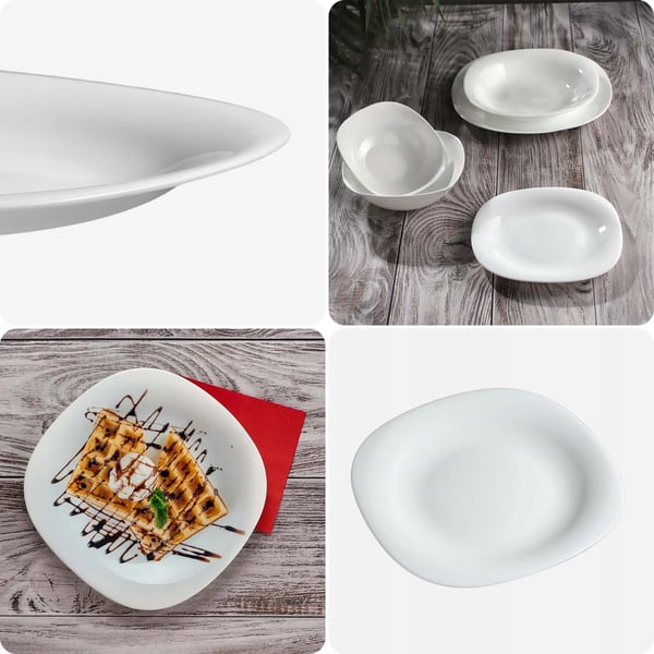 Dessert- og kagetallerkener - Sæt 6 stk - 21 cm - Rund - Glas - Hvid